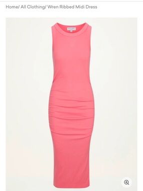 Wren Sleeveless Ribbed Midi Dress in Coral